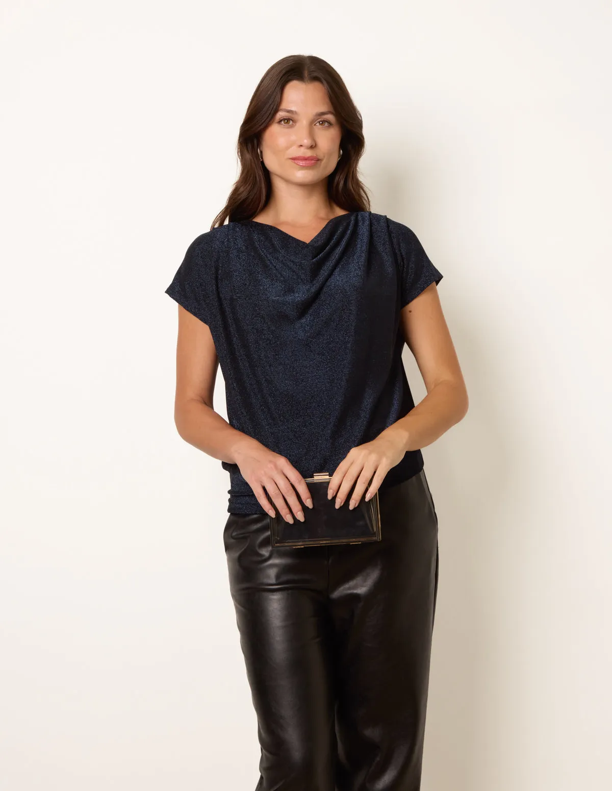 Cowl Neck Draped Top sold by Blue Vanilla