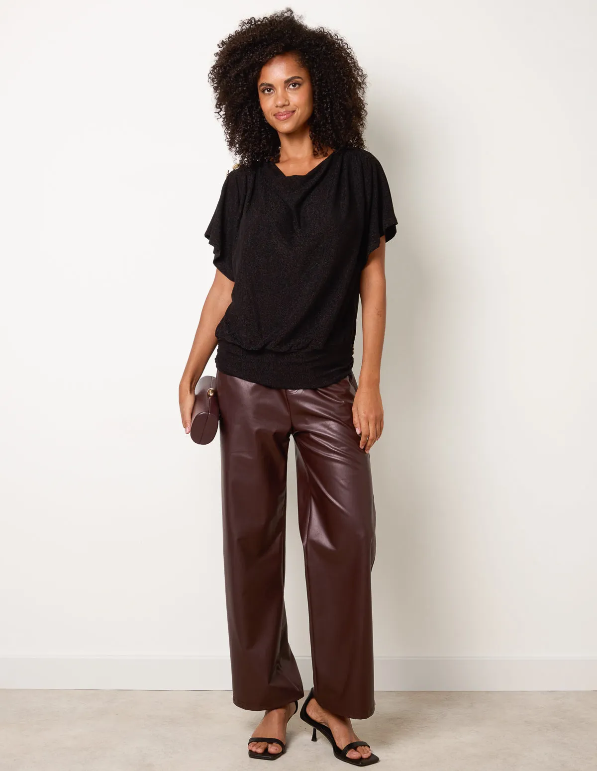 Button Detail Draped Cowl Neck Top sold by Blue Vanilla product image thumbnail 2