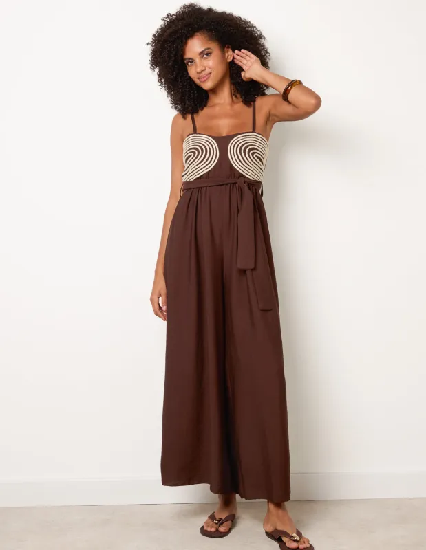 Gold Detailed Embroidered Stitching Jumpsuit made by Blue Vanilla