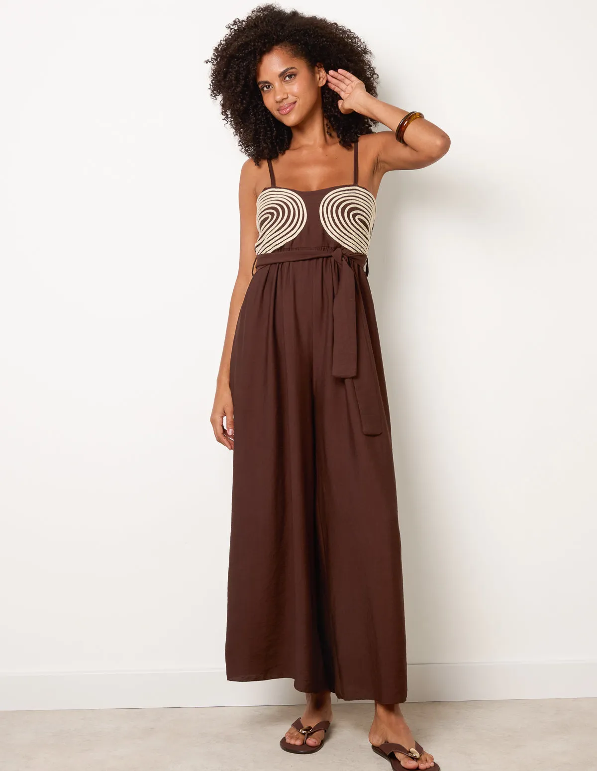Gold Detailed Embroidered Stitching Jumpsuit sold by Blue Vanilla