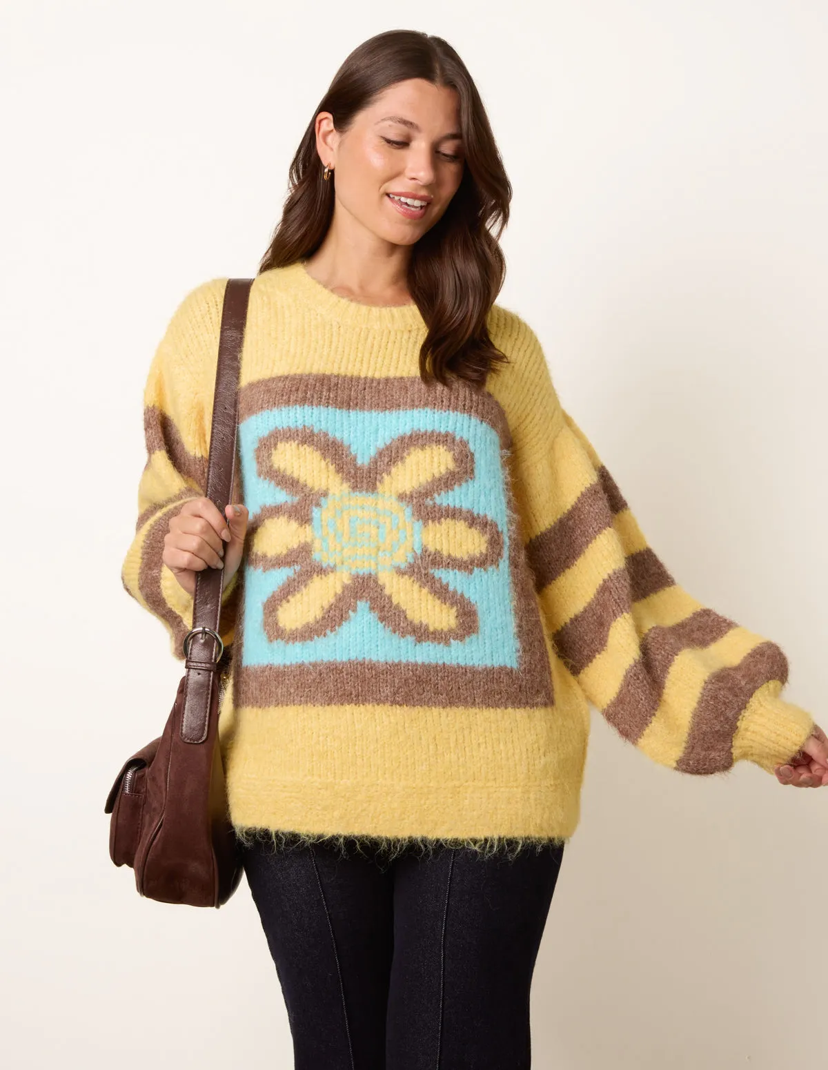 Retro Flower Print Balloon Sleeve Jumper sold by Blue Vanilla product image thumbnail 2