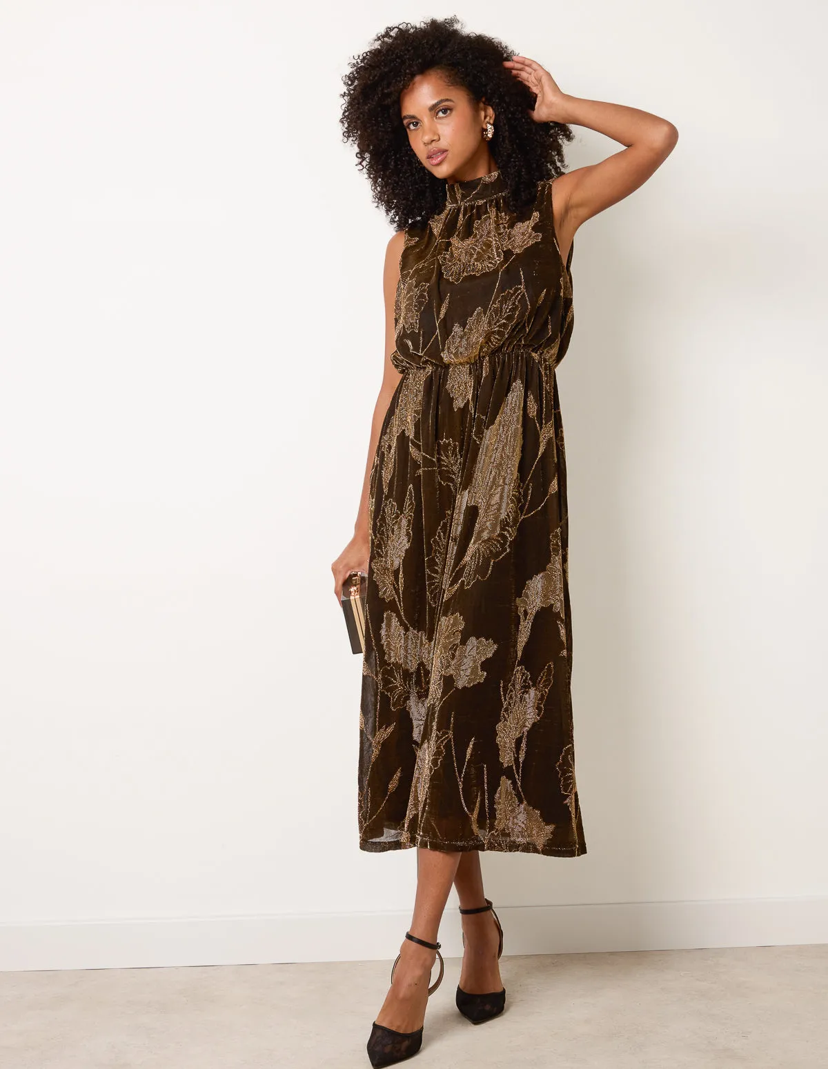 High Neck Jacquard Midi Dress sold by Blue Vanilla product image thumbnail 3