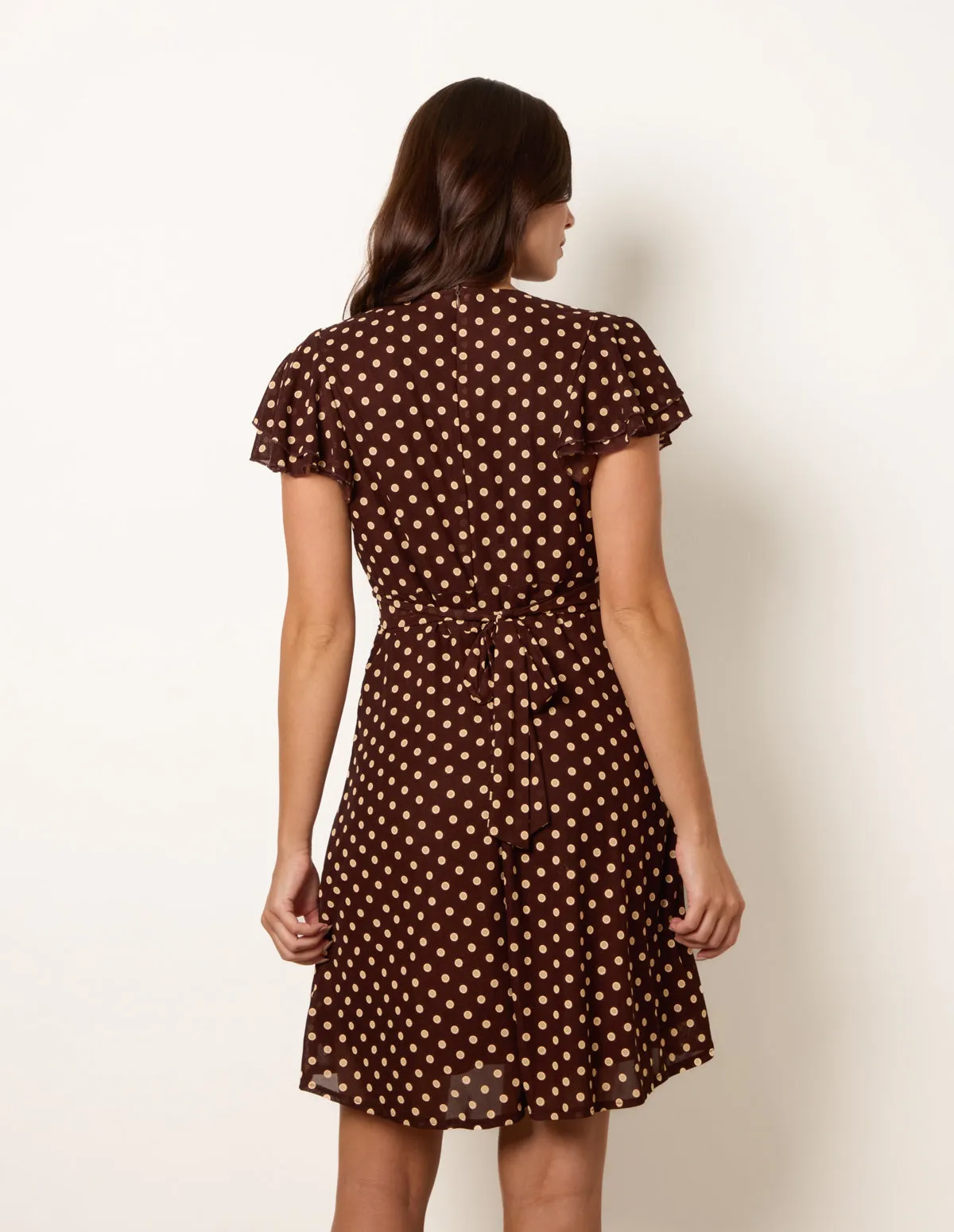 Spot Mesh Frill Sleeve Dress sold by Blue Vanilla product image thumbnail 4