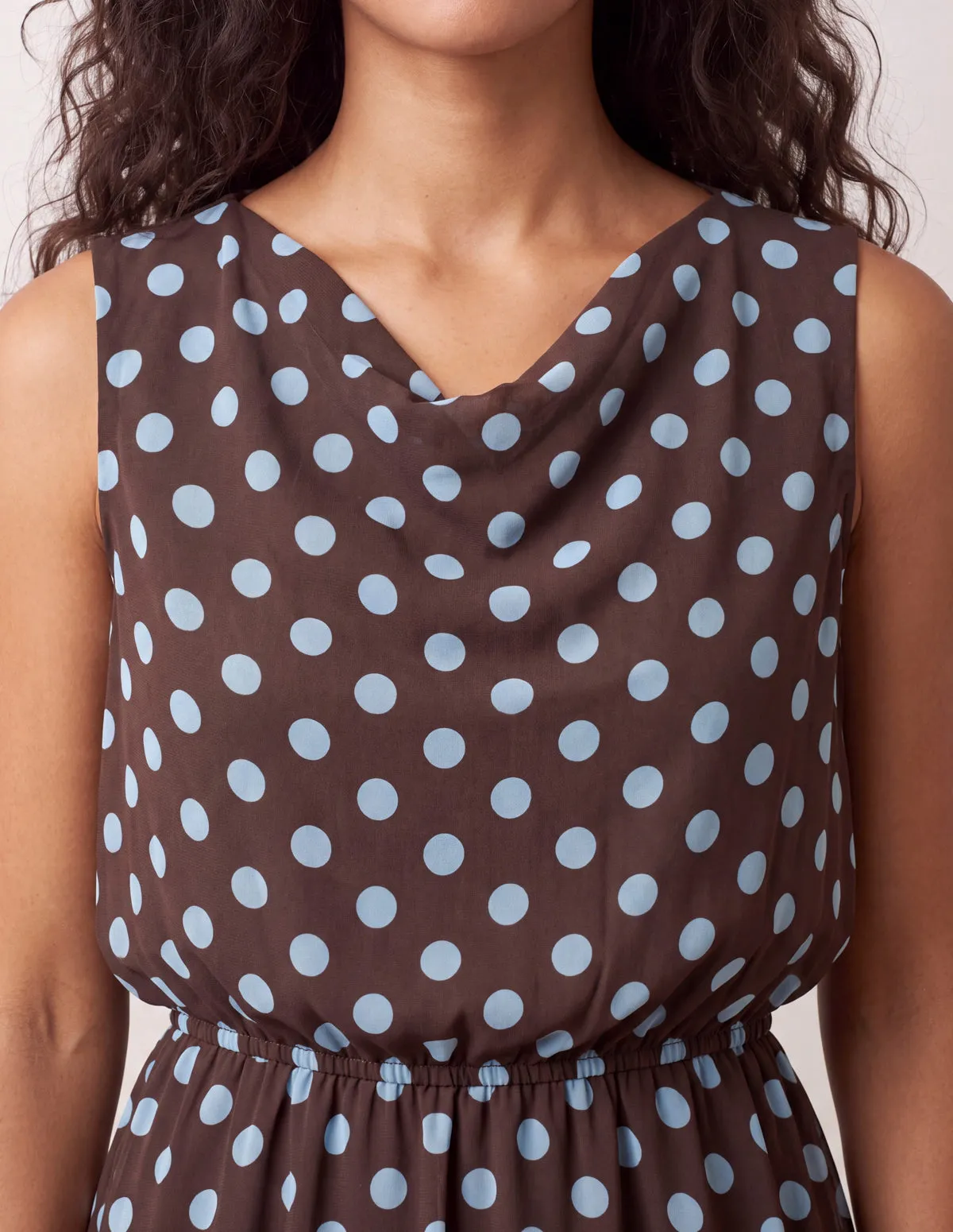 Polka Dot Drop Cowl Neck Midi Dress sold by Blue Vanilla product image thumbnail 2