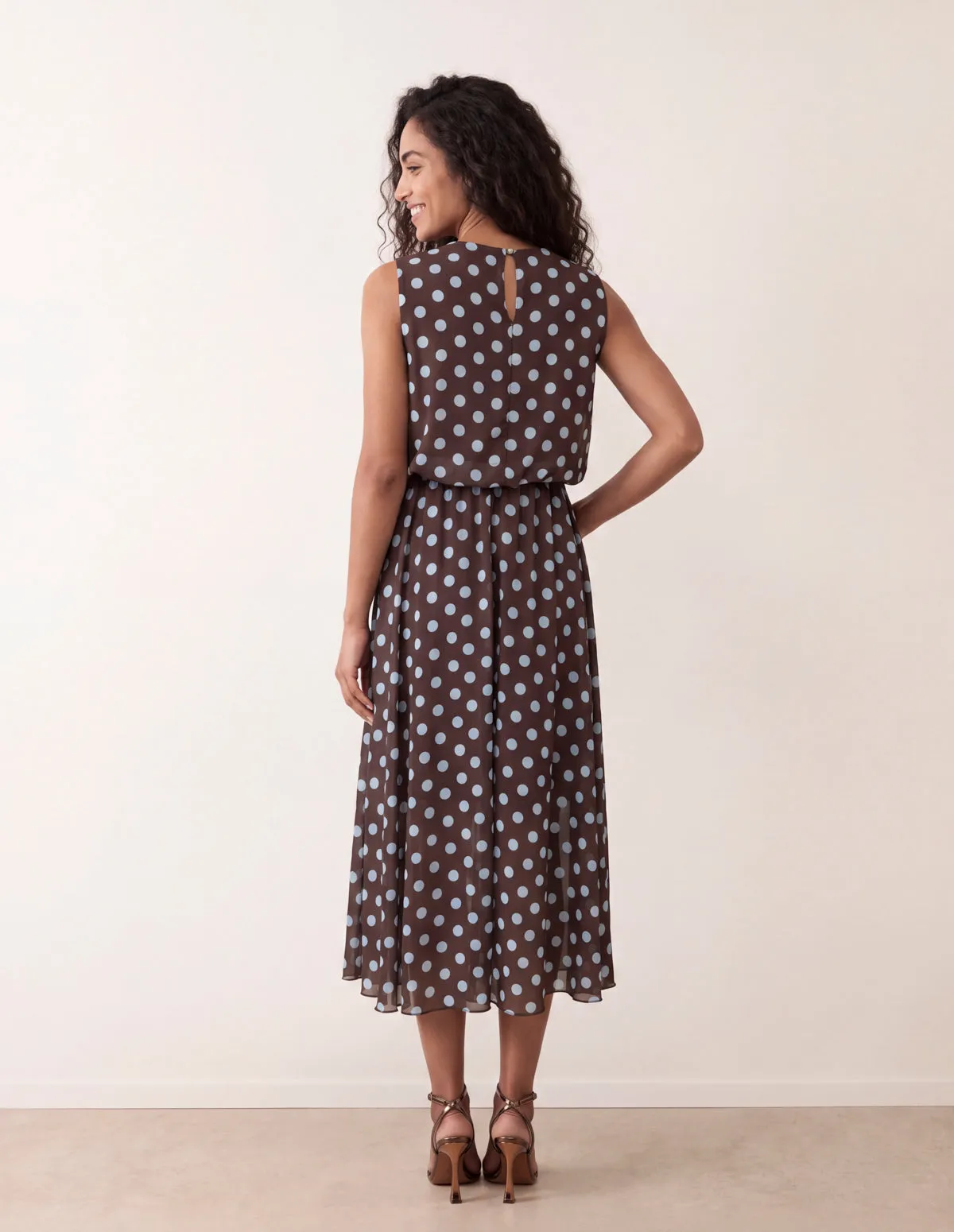 Polka Dot Drop Cowl Neck Midi Dress sold by Blue Vanilla product image thumbnail 3