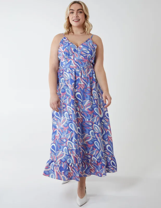 PENELOPE - Curve Cami Sleeve Pucci Maxi Dress made by Blue Vanilla