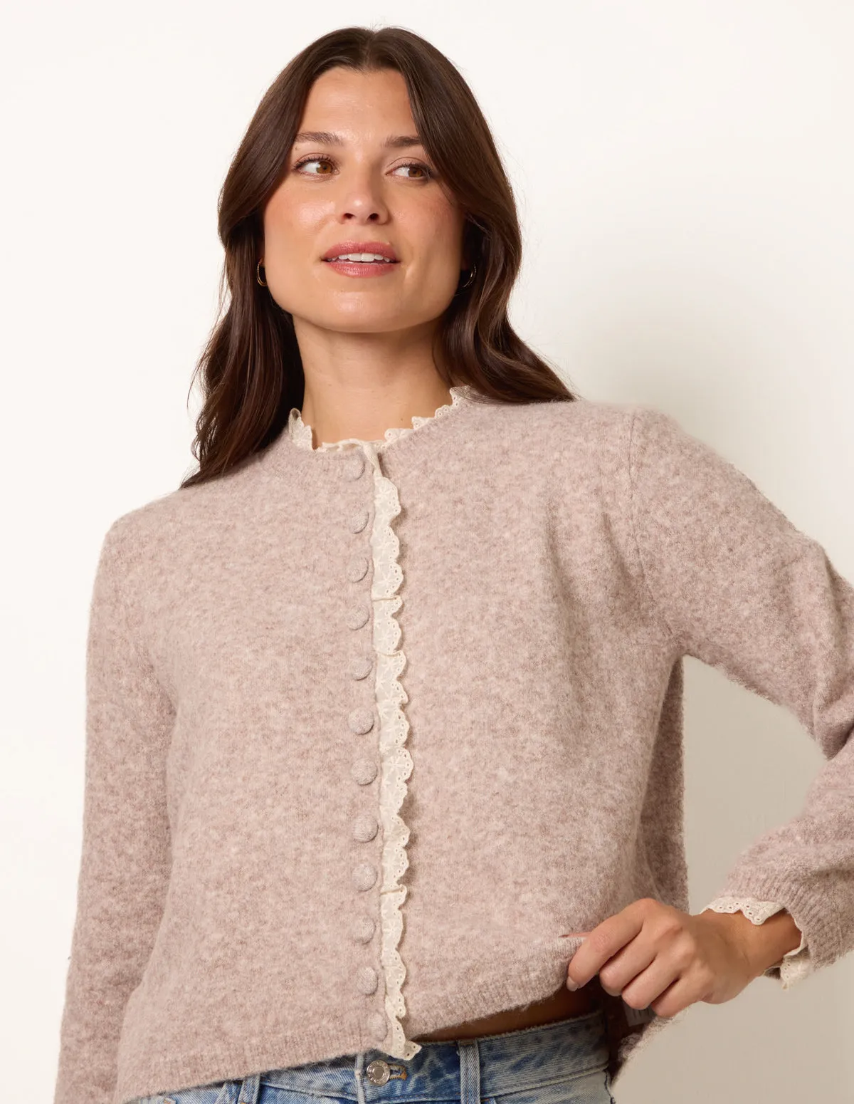 Lace Trimmed Cardigan sold by Blue Vanilla product image thumbnail 3