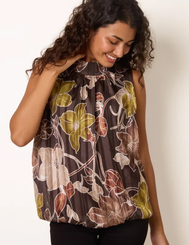 High Neck Metallic Sleeveless Blouse made by Blue Vanilla