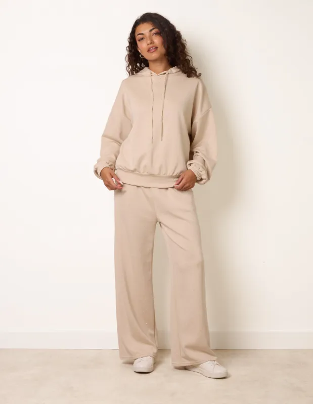Diamante Hooded Wide Leg Lounge Set made by Blue Vanilla