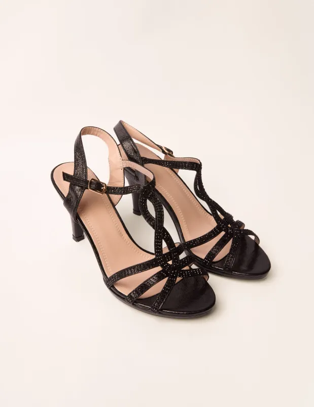 Twist Front Diamante Detailed Heels made by Blue Vanilla