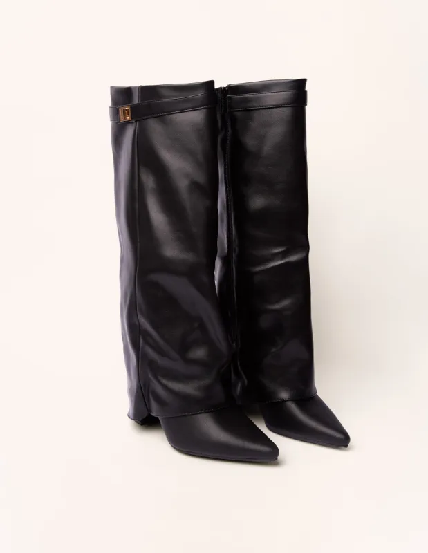 Cape Buckle Knee High Boots made by Blue Vanilla