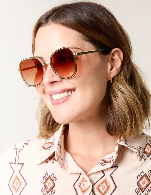 Gold Frame Oversized Sunglasses made by Blue Vanilla