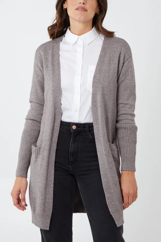Double Pocket Ribbed Sleeve Cardigan made by Blue Vanilla