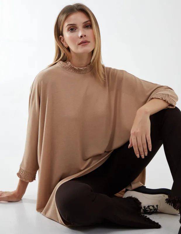 Asymmetric Top with Shirred Collar made by Blue Vanilla
