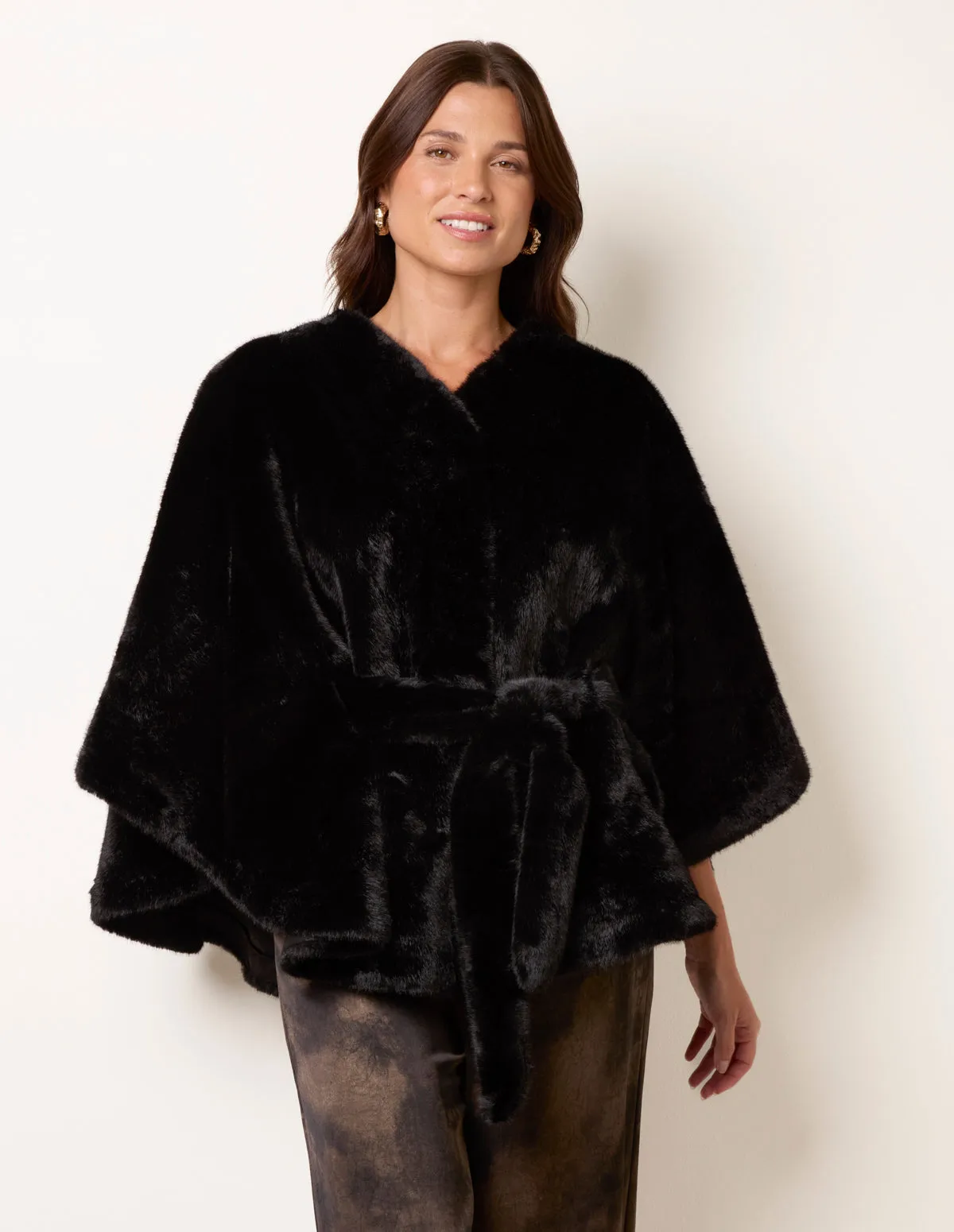 Faux Fur Tie Front Cape sold by Blue Vanilla product image thumbnail 2