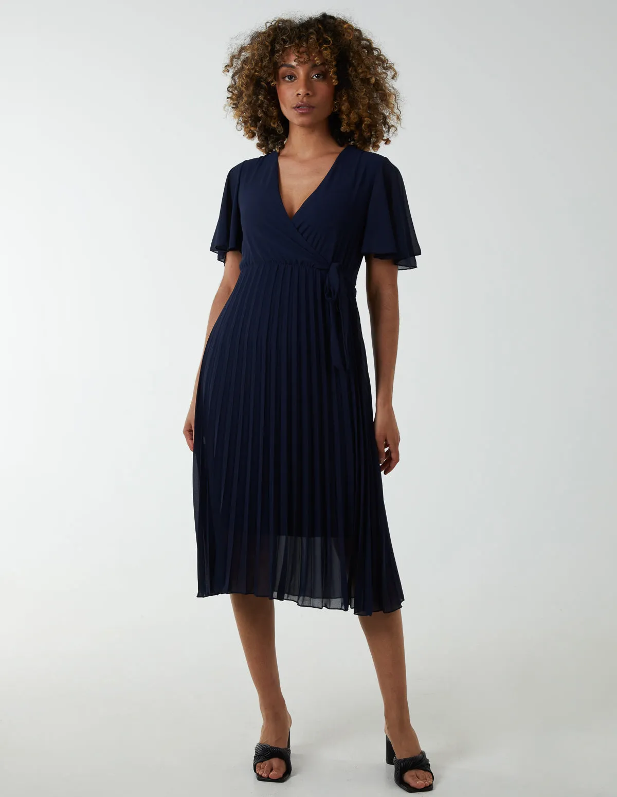 Wrap Tie Pleated Crossover Dress sold by Blue Vanilla