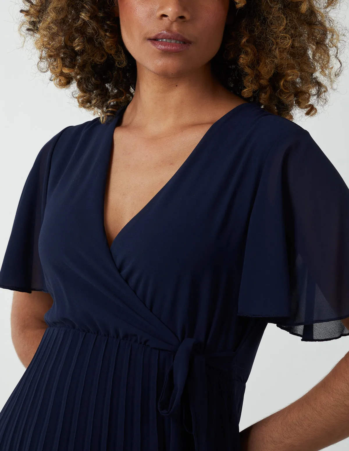 Wrap Tie Pleated Crossover Dress sold by Blue Vanilla product image thumbnail 2