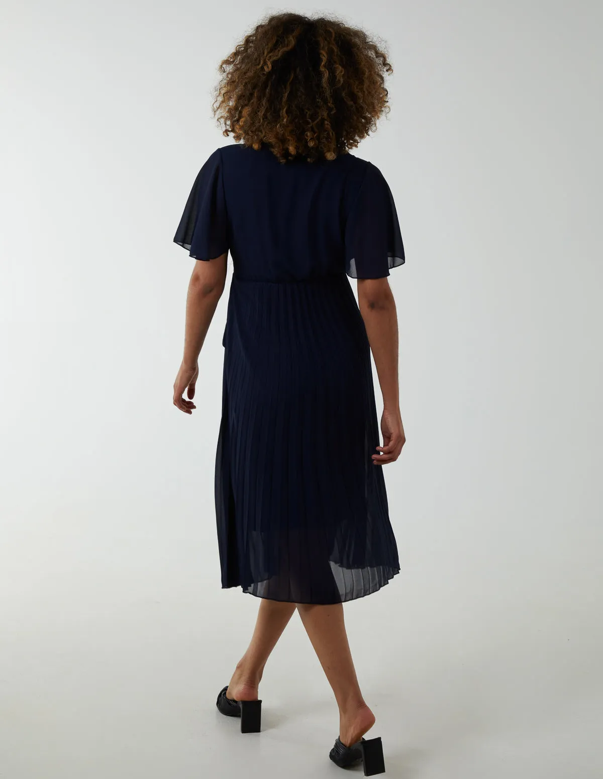 Wrap Tie Pleated Crossover Dress sold by Blue Vanilla product image thumbnail 4