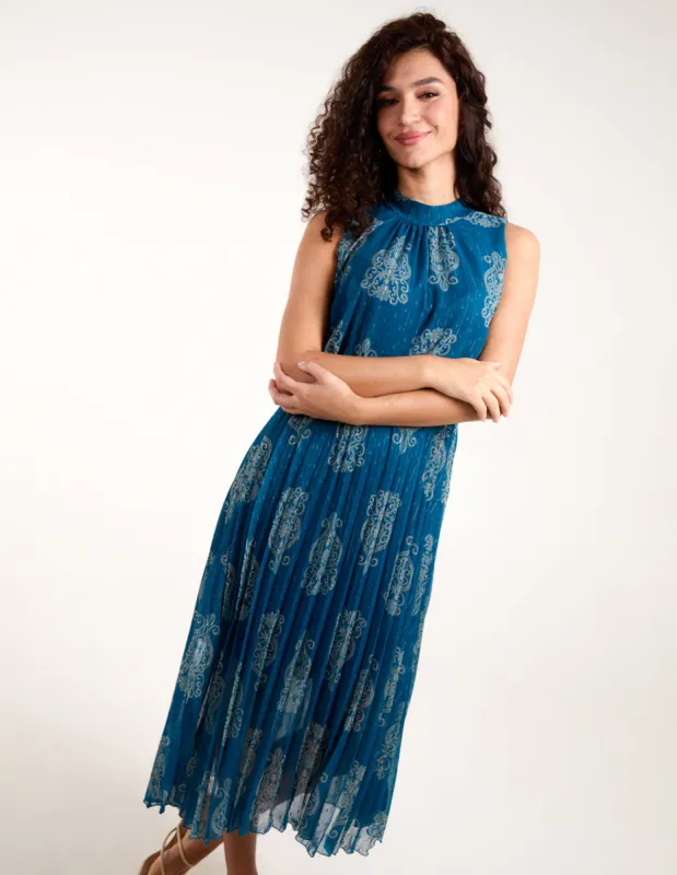 Metallic Sleeveless Pleated Dress sold by Blue Vanilla