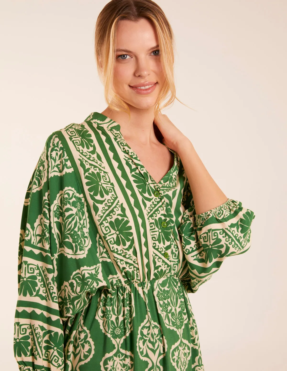 Aztec V-Neck Tiered Maxi Dress sold by Blue Vanilla product image thumbnail 2