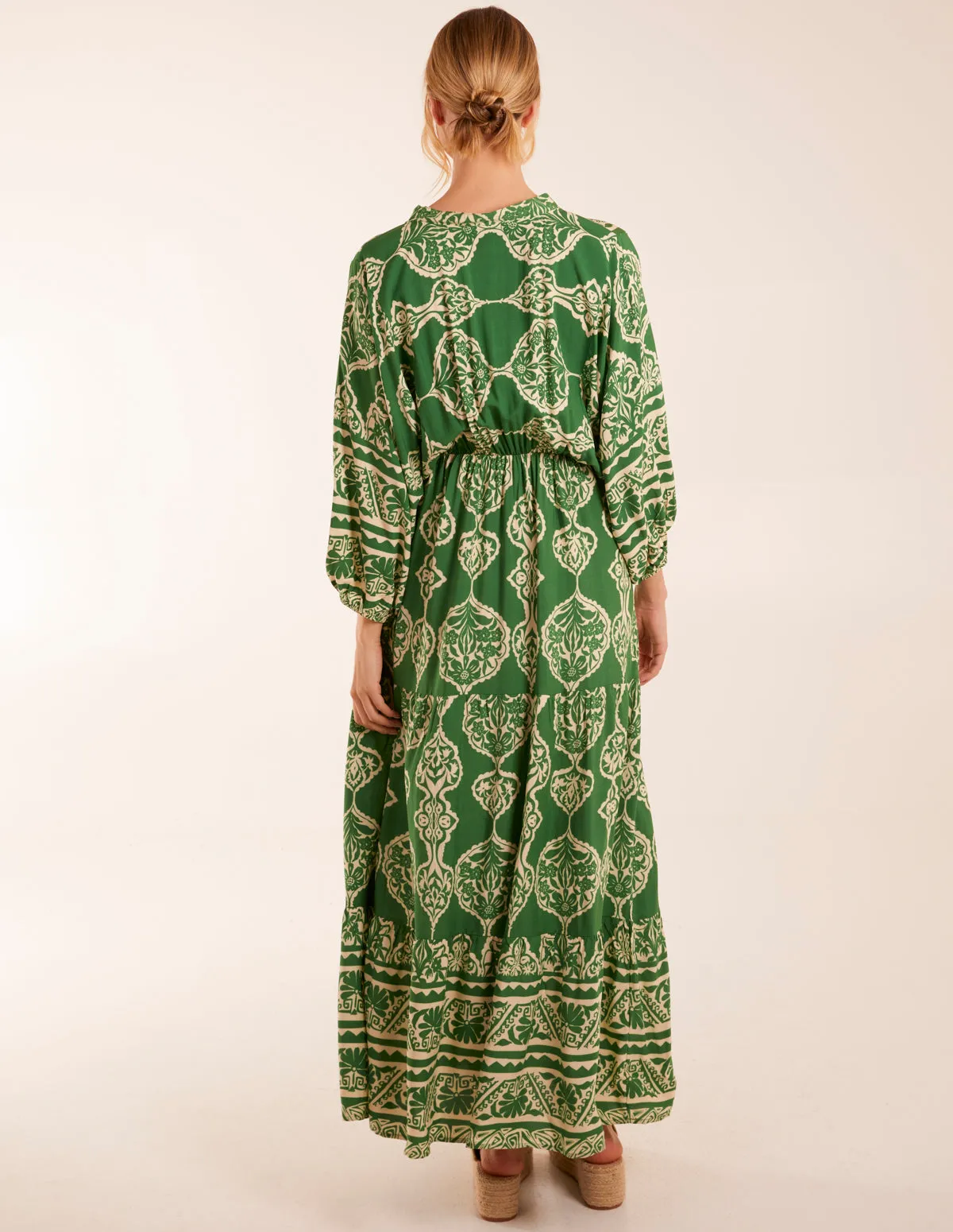 Aztec V-Neck Tiered Maxi Dress sold by Blue Vanilla product image thumbnail 4