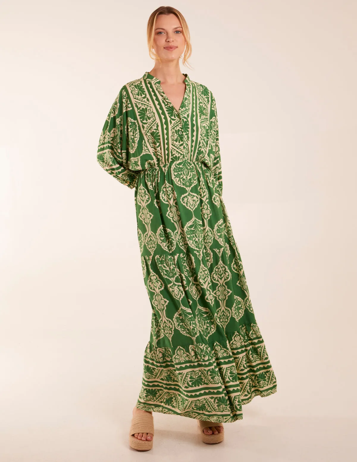 Aztec V-Neck Tiered Maxi Dress sold by Blue Vanilla product image thumbnail 3