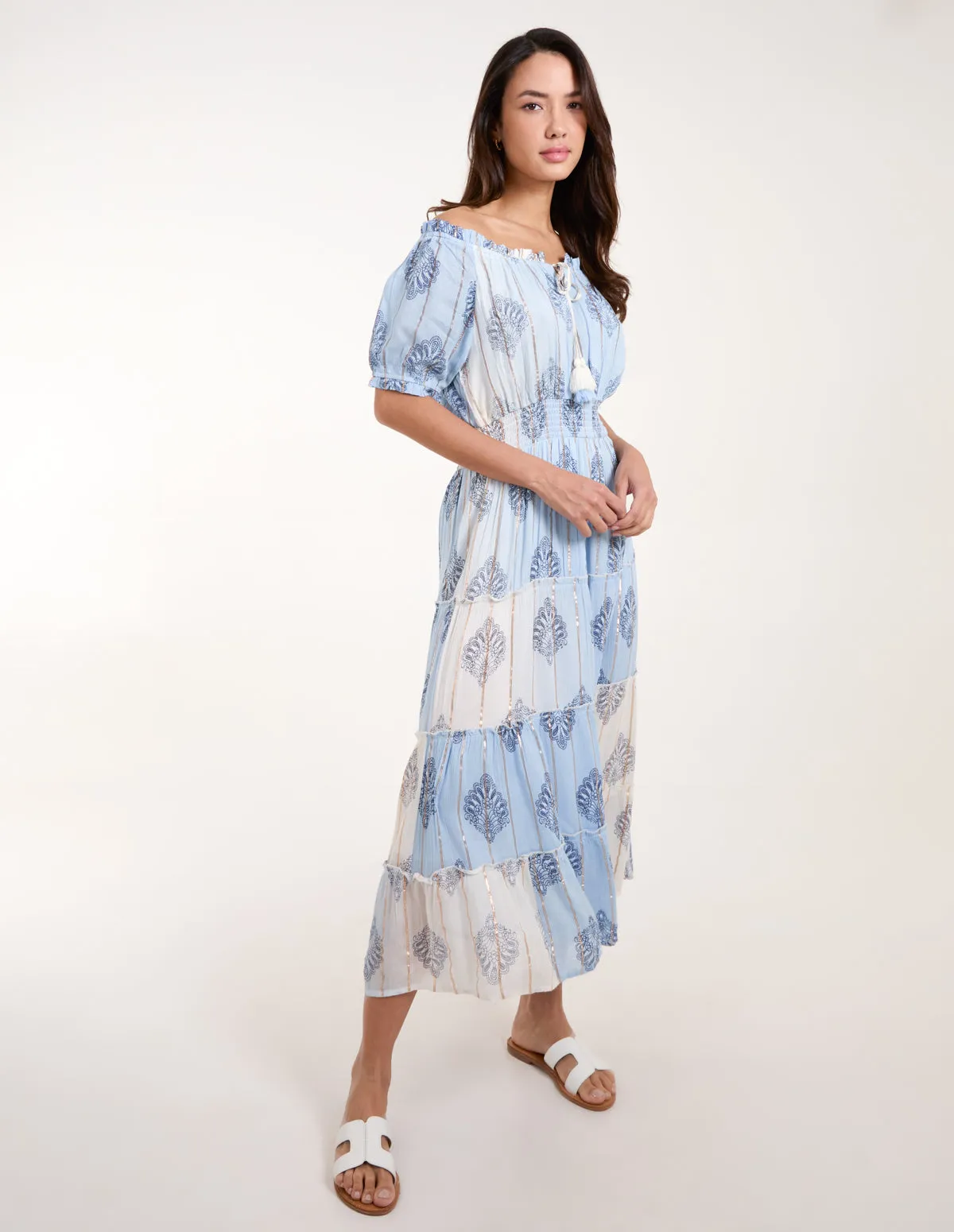 Printed Bardot Tassel Midi Dress sold by Blue Vanilla product image thumbnail 3