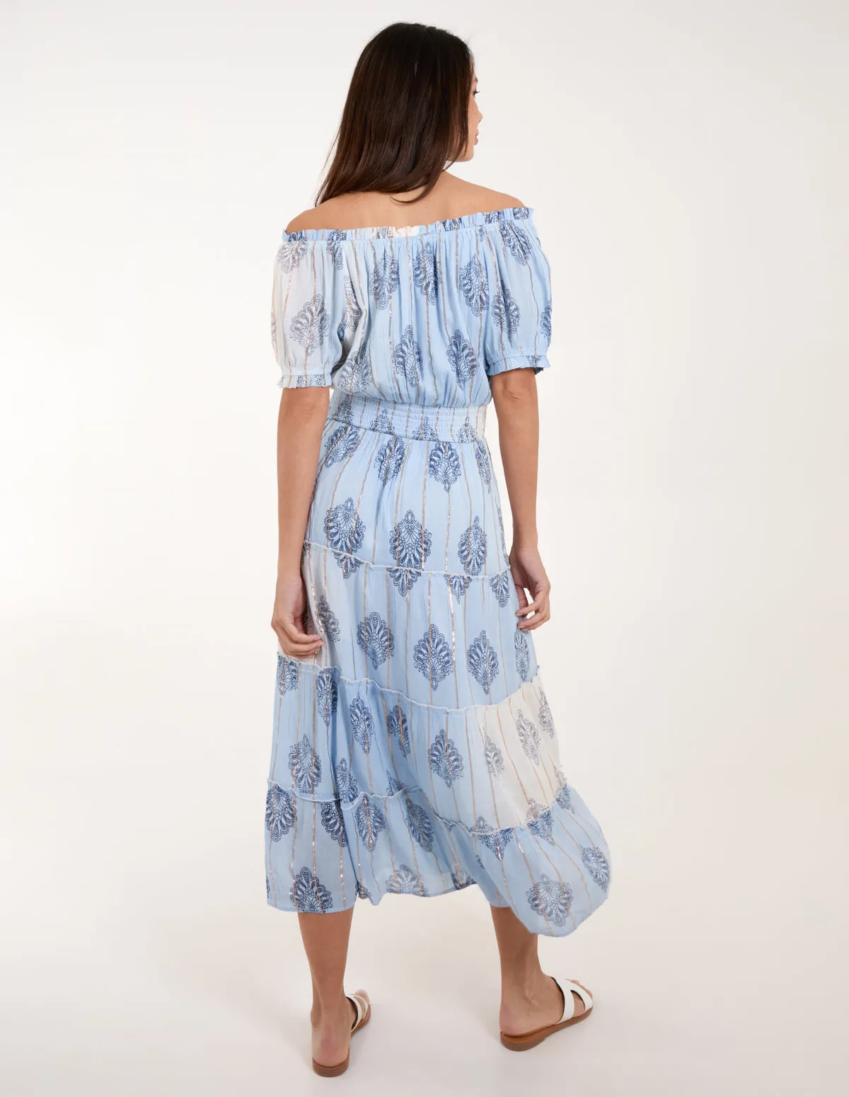 Printed Bardot Tassel Midi Dress sold by Blue Vanilla product image thumbnail 4
