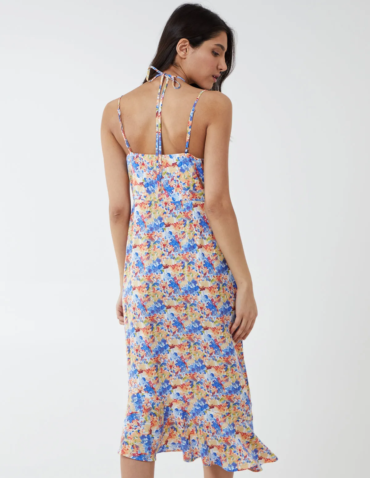 Twist Front Floral Print Midi Dress sold by Blue Vanilla product image thumbnail 5