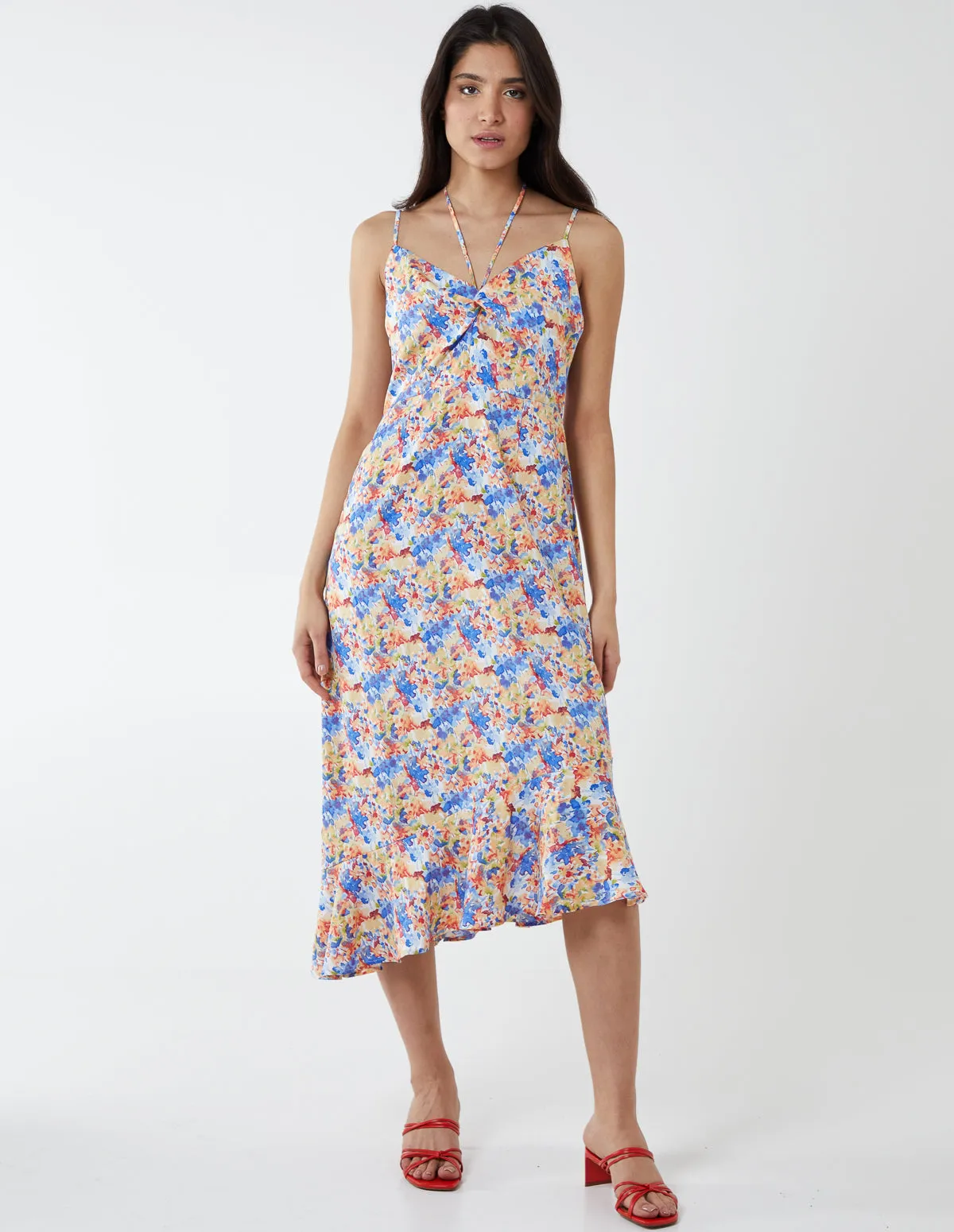 Twist Front Floral Print Midi Dress sold by Blue Vanilla product image thumbnail 2