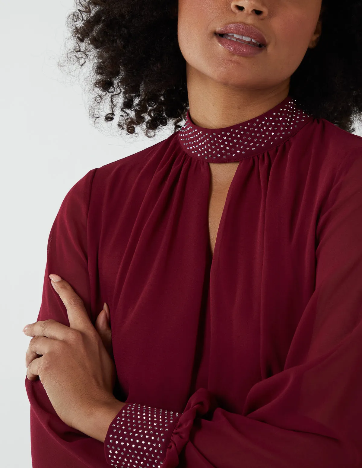 Diamante Collar Pleated Skirt Midi Dress sold by Blue Vanilla product image thumbnail 3