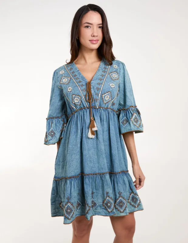 Embroidered Denim Dress sold by Blue Vanilla