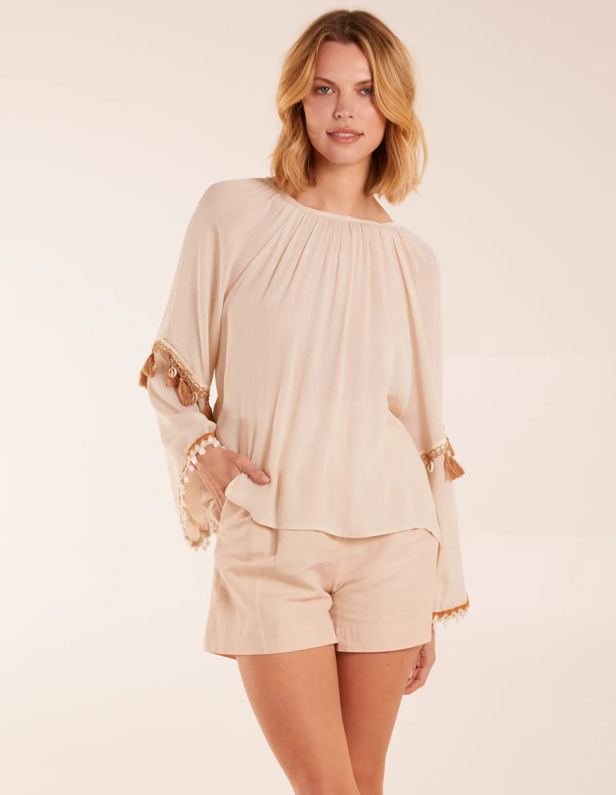 Tassel Wide Sleeve Blouse sold by Blue Vanilla product image thumbnail 3