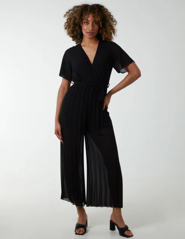 Pleated Wrap Over Jumpsuit sold by Blue Vanilla