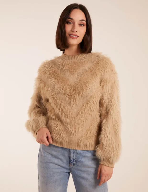 Fluffy Round Neck Cuff Sleeve Jumper sold by Blue Vanilla