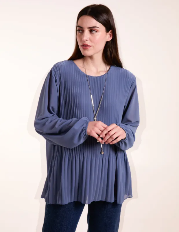 Long Sleeve Pleated Top sold by Blue Vanilla
