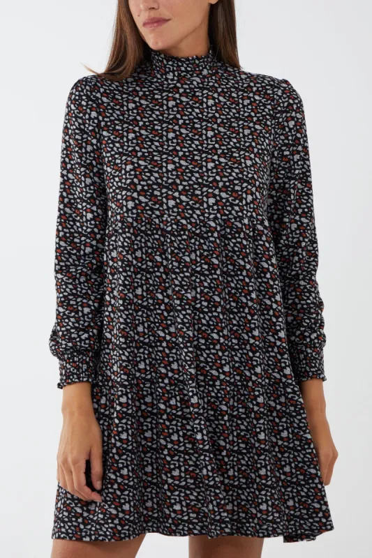 High Neck Abstract Print Smock Dress sold by Blue Vanilla