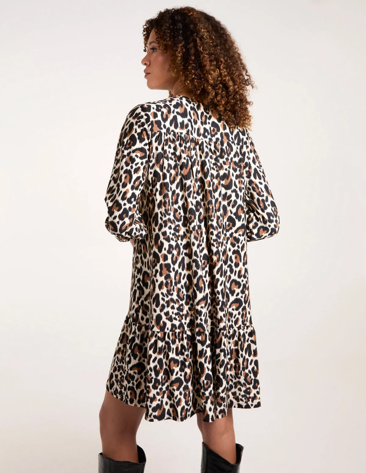 Leopard Print Tie Smock Mini Dress sold by Blue Vanilla product image thumbnail 4