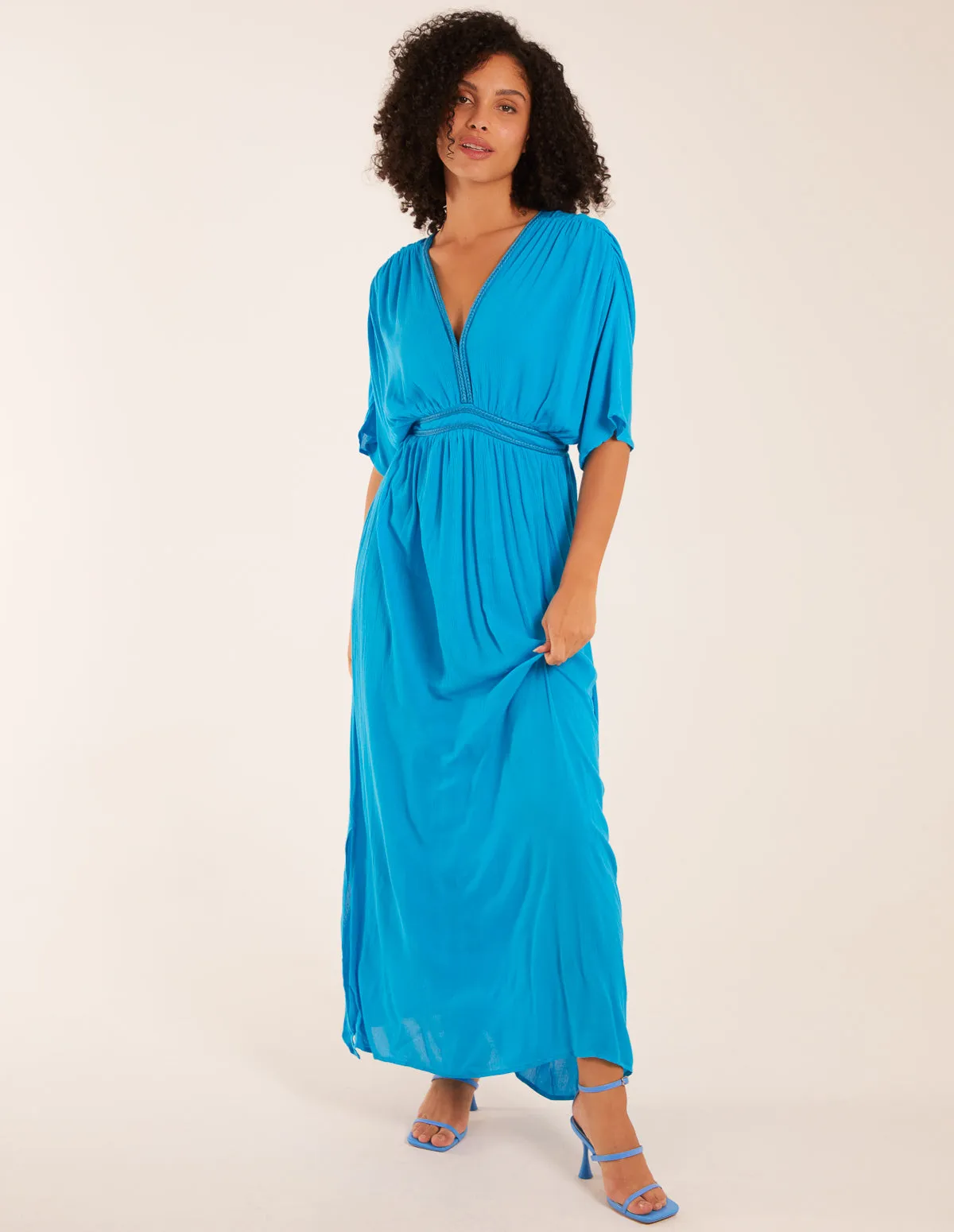 Rope Detail V Neck Maxi Dress sold by Blue Vanilla