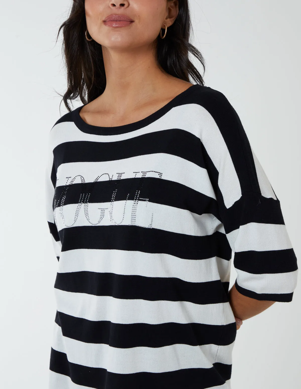 Striped T Shirt With Diamante Detail sold by Blue Vanilla product image thumbnail 2