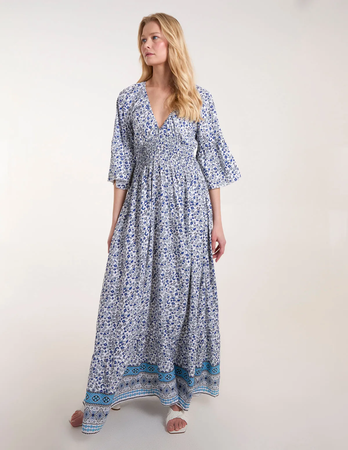 Shirred Waist Elasticated Neckline Maxi Dress sold by Blue Vanilla product image thumbnail 3