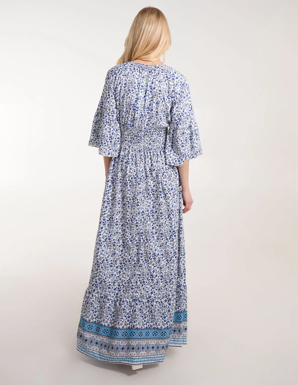 Shirred Waist Elasticated Neckline Maxi Dress sold by Blue Vanilla product image thumbnail 4