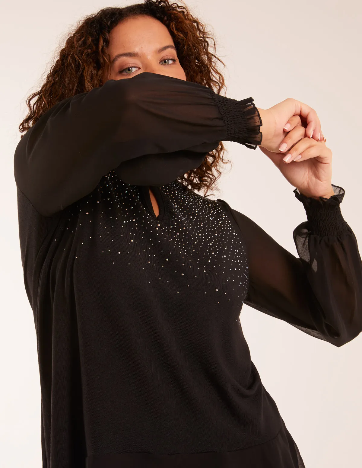 Rhinestone High Neck Top sold by Blue Vanilla product image thumbnail 3