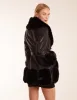 Faux Fur Collar PU Belted Coat sold by Blue Vanilla