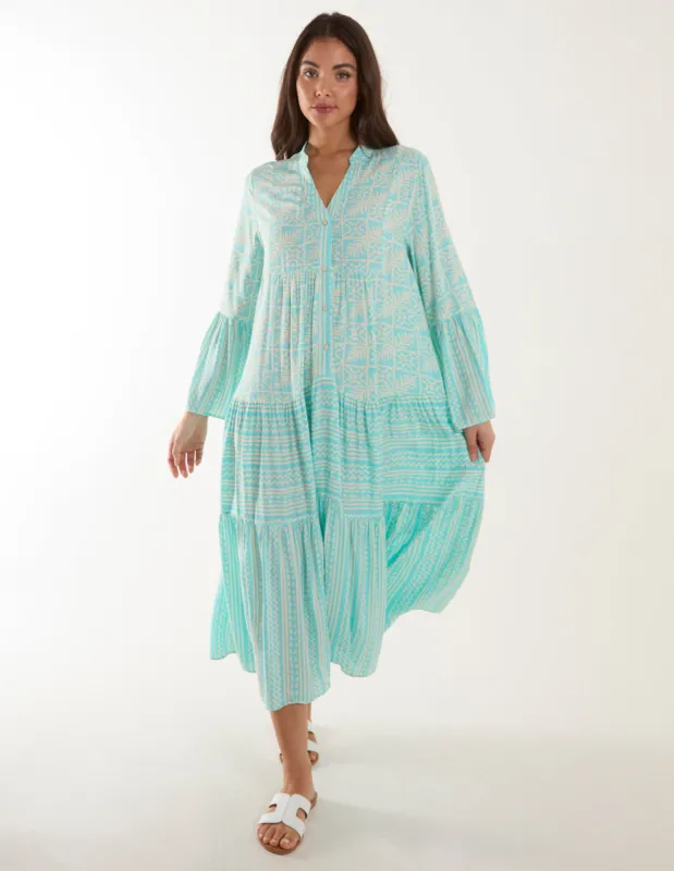 Tiered Maxi Long Sleeve Dress sold by Blue Vanilla