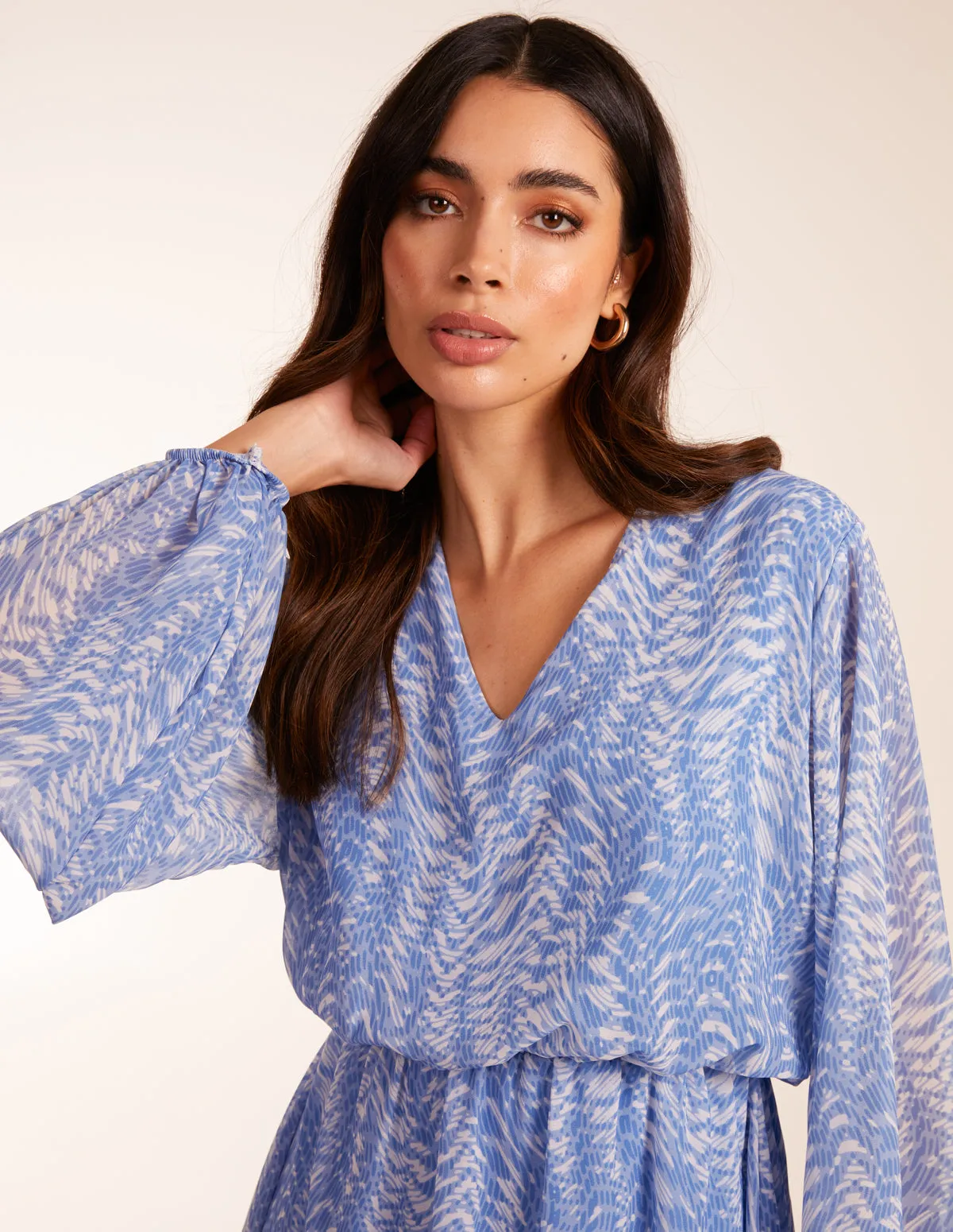 V Neck Chiffon Mini Dress sold by Blue Vanilla product image thumbnail 3