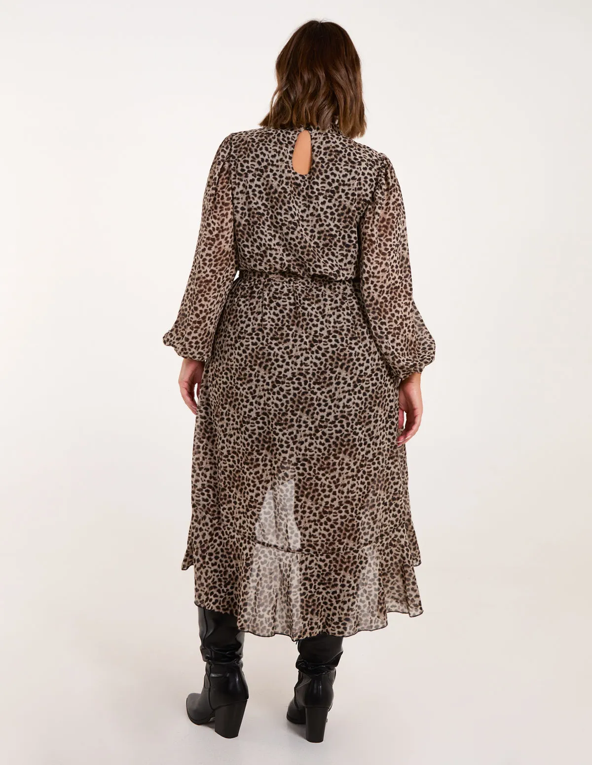 Curve Leopard Print High Neck Wrap Midi Dress sold by Blue Vanilla product image thumbnail 4