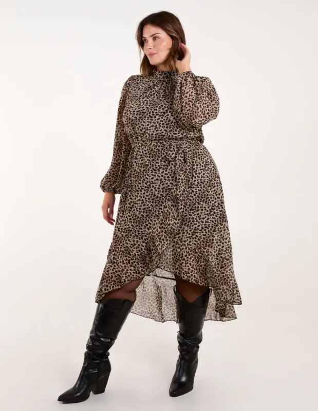 Curve Leopard Print High Neck Wrap Midi Dress sold by Blue Vanilla