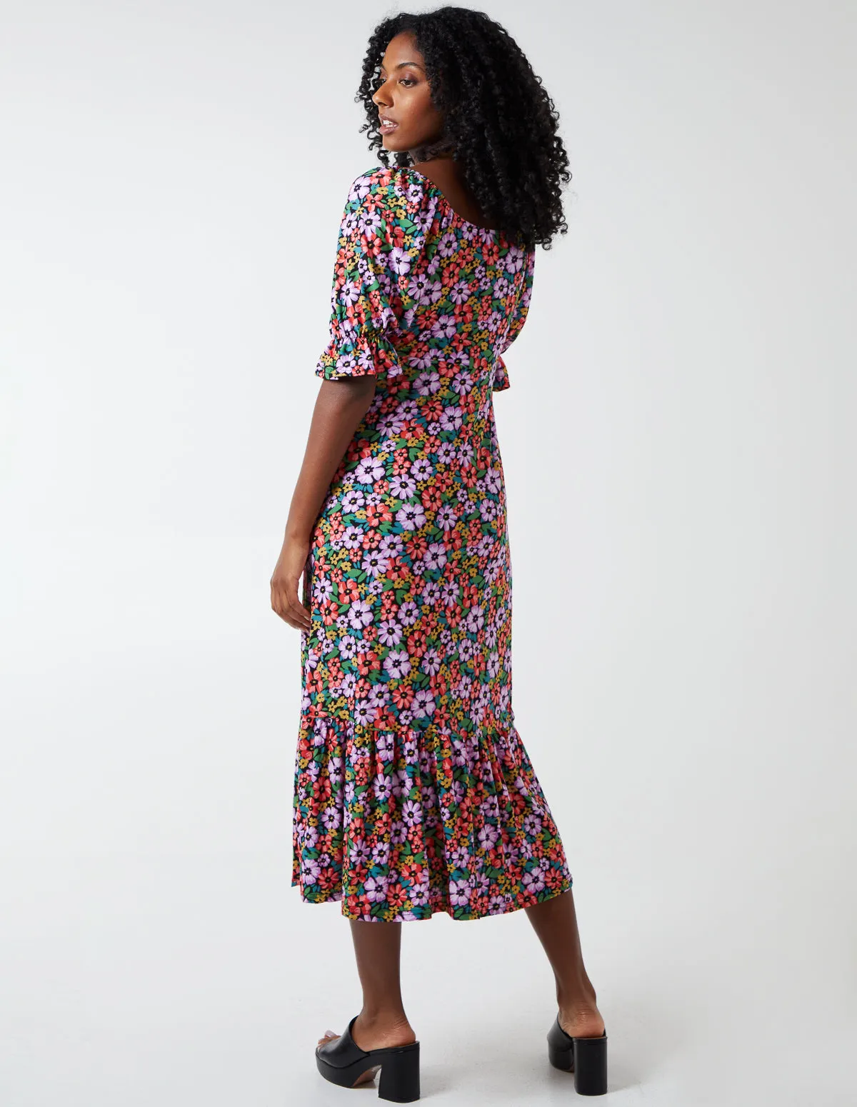 Milkmaid Sweetheart Neckline 3/4 Sleeve Midi Dress sold by Blue Vanilla product image thumbnail 5