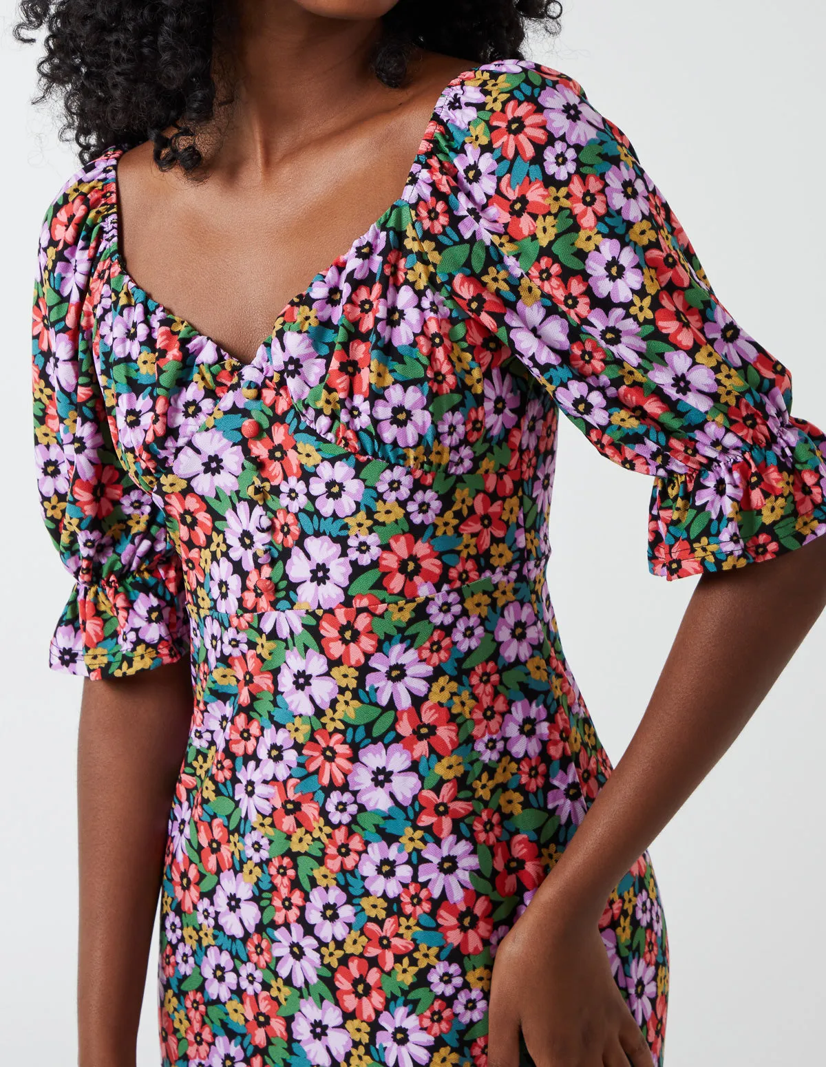 Milkmaid Sweetheart Neckline 3/4 Sleeve Midi Dress sold by Blue Vanilla product image thumbnail 4